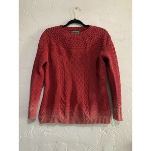 Woolrich Red Ombre Cable Knit Sweater Medium